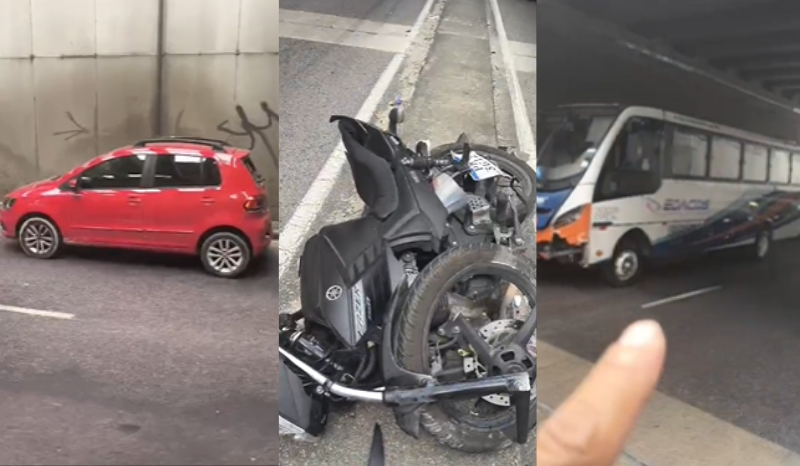Acidente em Manaus deixa motociclista ferida após colisão com ônibus e carro