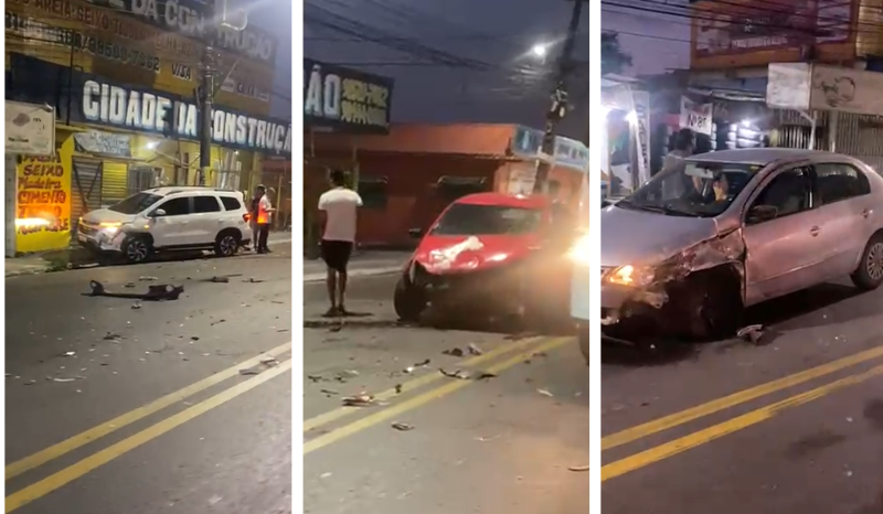 Colisão envolvendo quatro veículos deixa motociclista ferido em Manaus