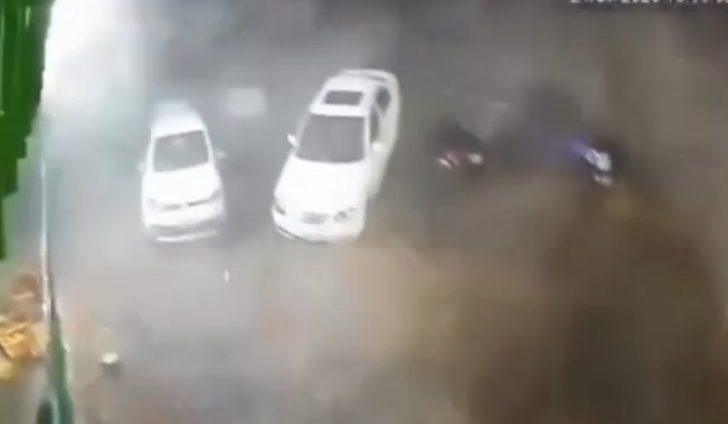 Ventos fortes levantam carro e causam estragos em Francisco Beltrão