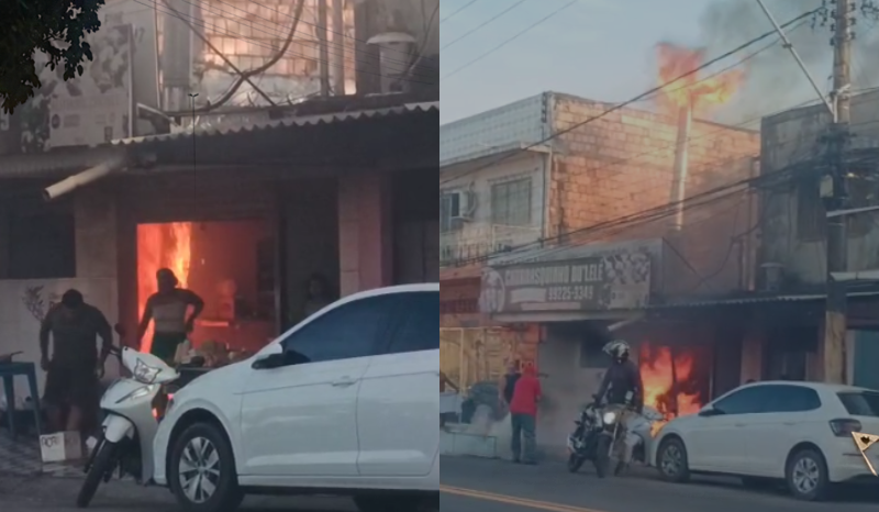 Incêndio atinge churrascaria e provoca correria em Educandos
