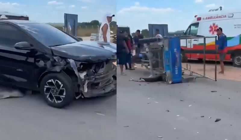Acidente entre automóvel e triciclo é registrado na AM-010 em Rio Preto da Eva