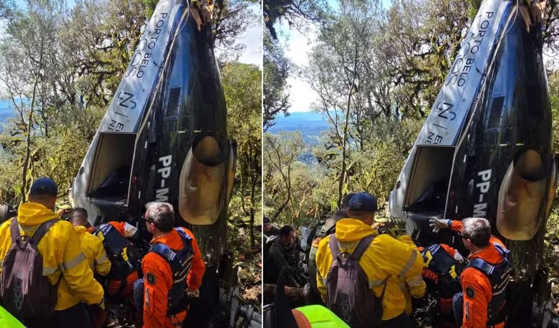 Cenipa e Polícia Civil investigam queda de helicóptero com cantor Rick em Santa Catarina