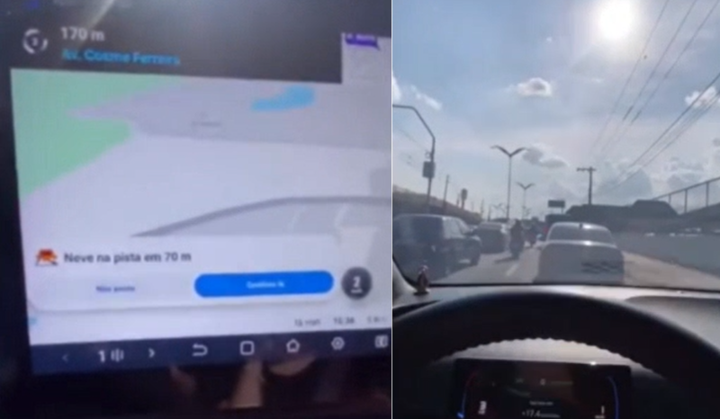 Motorista de Manaus recebe alerta de 'neve na pista' em aplicativo de GPS