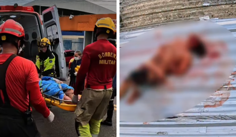 Homem é resgatado ferido de telhado em Manaus
