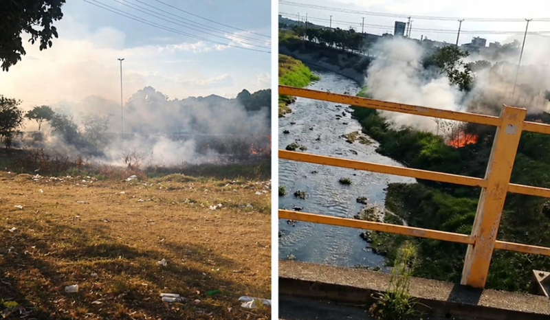 Princípio de incêndio é registrado em área de vegetação no Centro de Manaus
