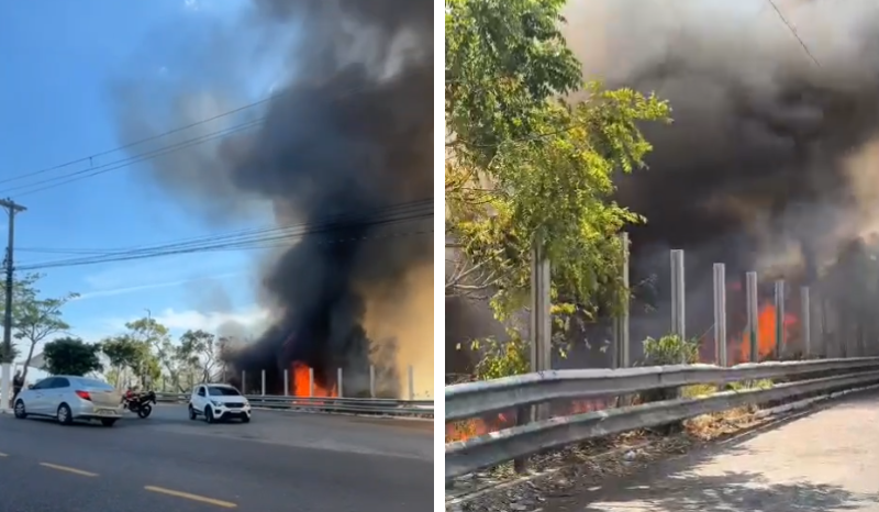 Incêndio atinge área de vegetação próximo ao Porto de São Raimundo em Manaus