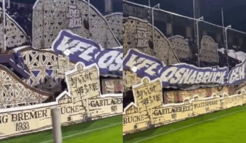 Torcida do VfL Osnabrück surpreende com mosaico de montanha-russa