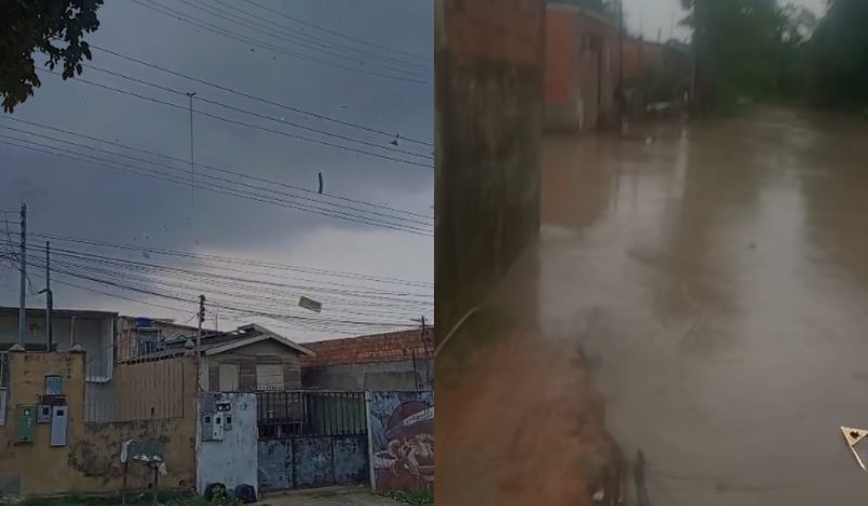 Temporal em Manaus causa ventos fortes, telhas voando e alagamentos