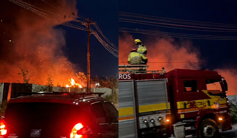 Incêndio de grandes proporções persiste em área de reciclagem no Distrito 2