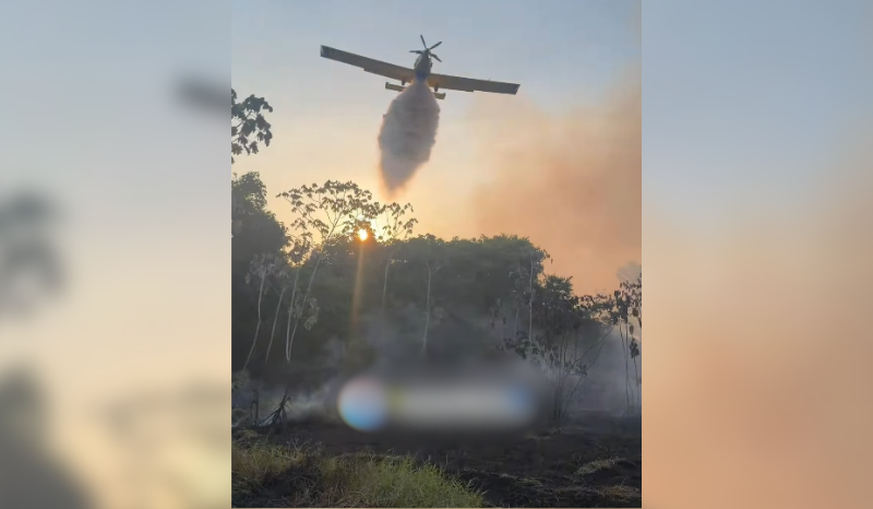 Aeronaves combatem incêndios florestais no interior do Amazonas