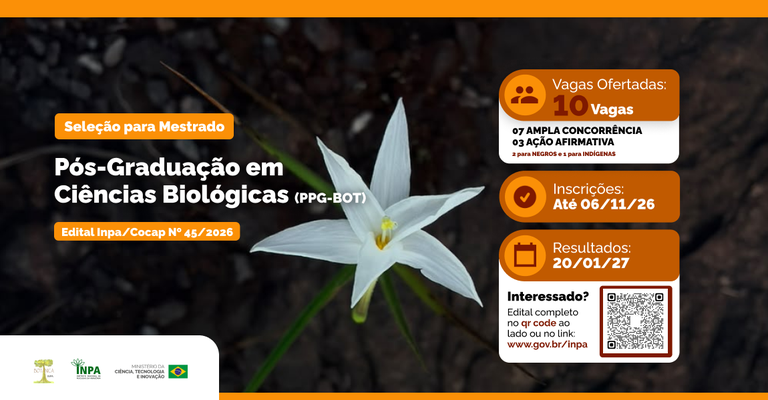 Inscrições para Mestrado em Botânica do Inpa vão até 6 de novembro