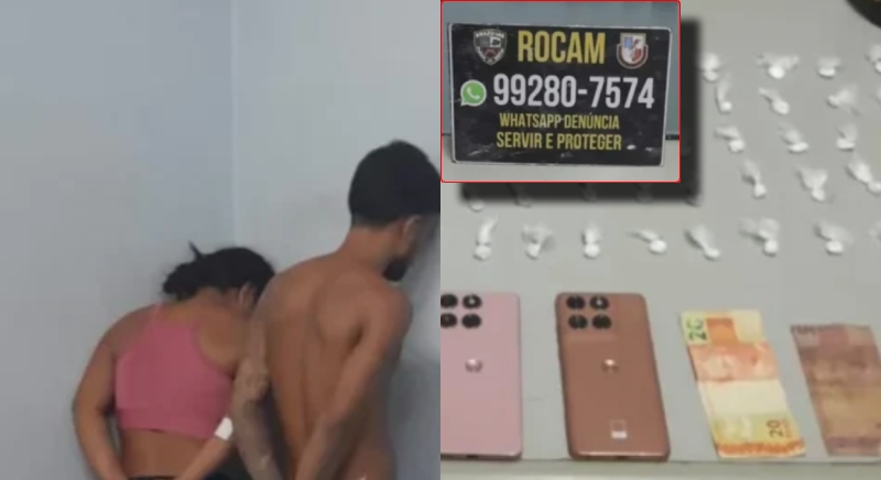 Casal é detido com 119 porções de drogas em Manaus após tentativa de fuga