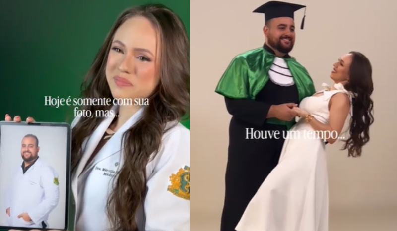 Estudante de Medicina realiza ensaio de formatura em homenagem ao noivo falecido