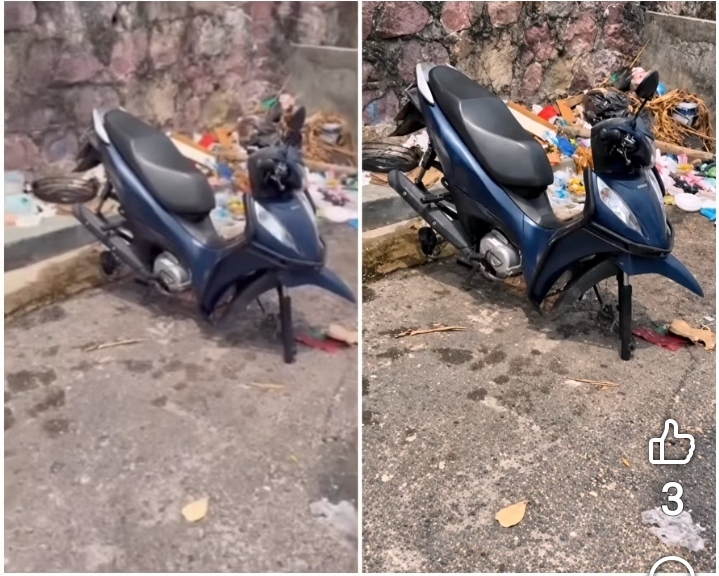 Motocicleta furtada é encontrada sem rodas no bairro Coroado, Manaus