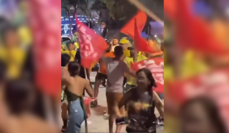 Confronto entre apoiadores de Lula e Flávio Bolsonaro em Belém