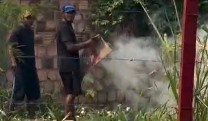 Homens filmados ateando fogo em vegetação na Avenida das Torres em Manaus