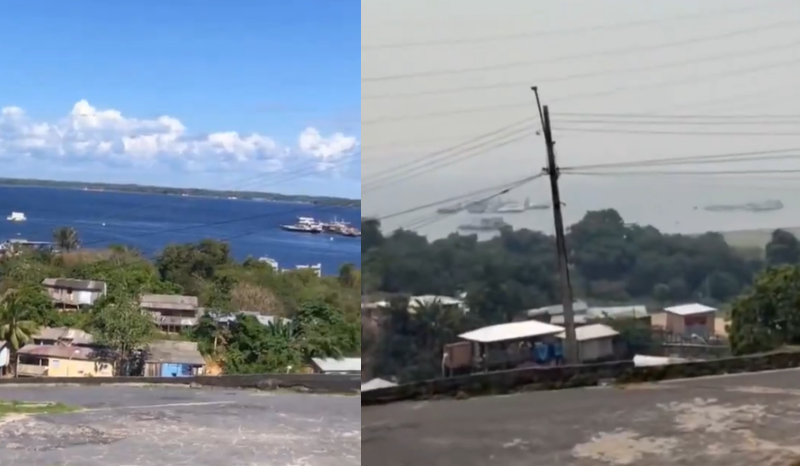 Moradora registra transformação do céu em Mauazinho devido à fumaça