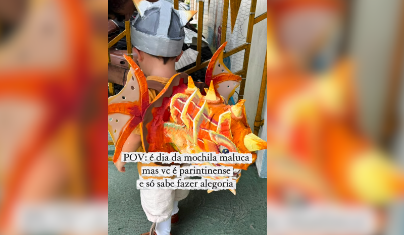 Pai artista de Parintins cria mochila de dragão e viraliza nas redes sociais