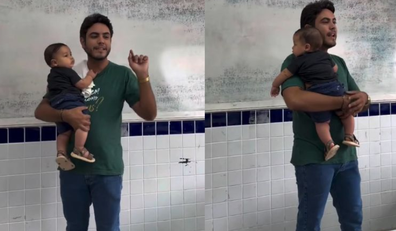 Professor acolhe bebê de aluna durante aula e emociona internautas