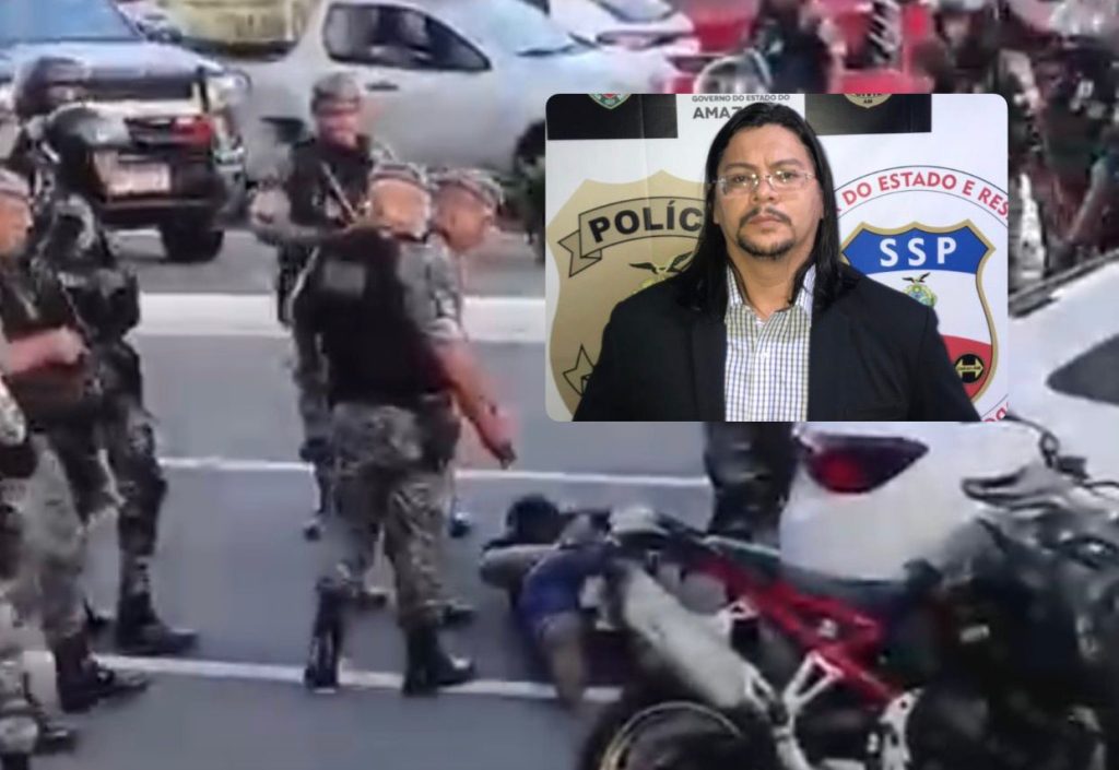 Delegado Fabiano Rosas é imobilizado por policiais da Rocam em Manaus