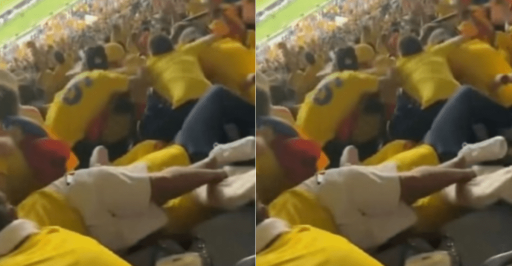 Torcedores caem na arquibancada durante comemoração de gol da Colômbia