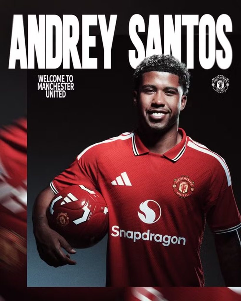 Manchester United anuncia contratação de Andrey Santos por cinco temporadas