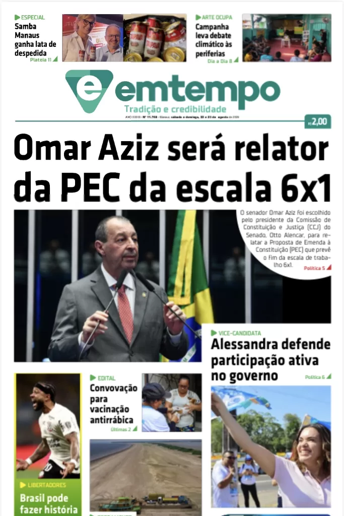Jornal Em Tempo: edição de sábado e domingo, 16 e 22 de agosto de 2026