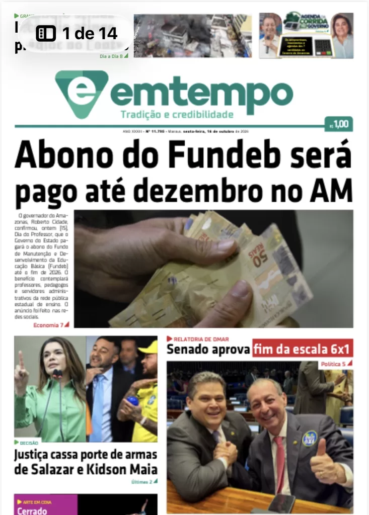 Jornal Em Tempo edição de 16 de outubro de 2026 disponível para download