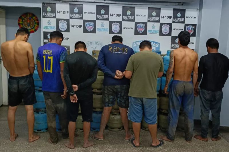 Sete homens são detidos por furto de 68 botijões de gás em Manaus
