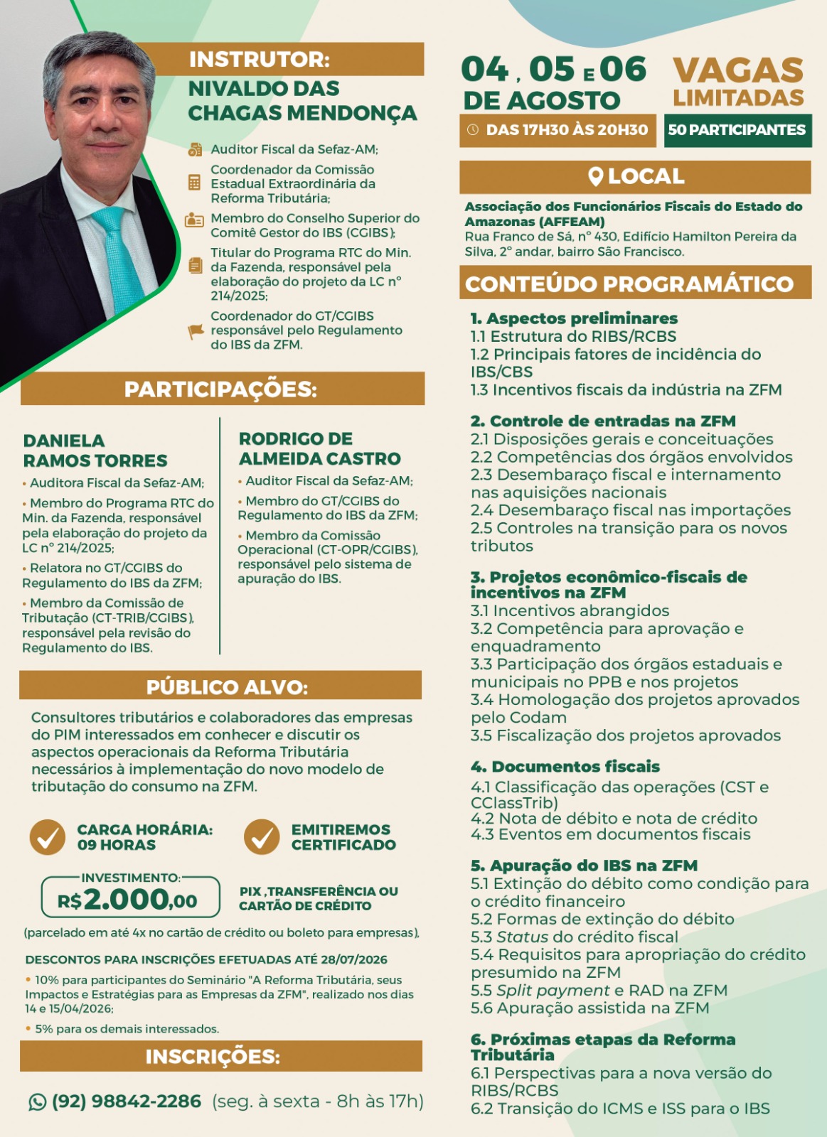Curso aborda adaptações necessárias para a Reforma Tributária em Manaus