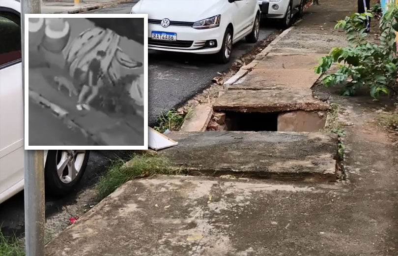 Jovem de 21 anos cai em bueiro após tampa ceder em Cuiabá