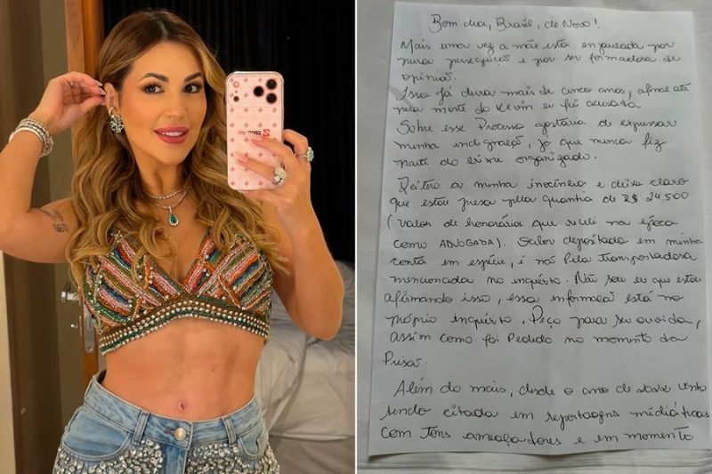 Deolane Bezerra divulga carta escrita na prisão e nega envolvimento com crimes