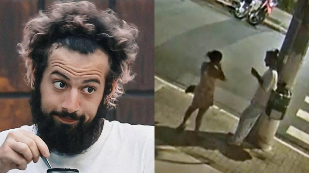 Imagens mostram Cartolouco encostando cigarro aceso e dando tapa em namorada